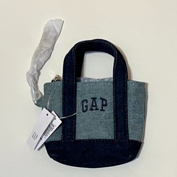 NEW Gap Logo Denim Tote Keychain Bag Charm - Picture 3 of 7
